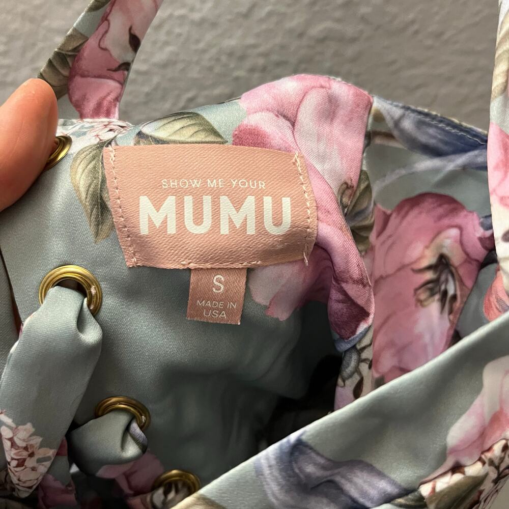 Show Me Your Mumu Lady Corset Mini Dress Sage Floral Lace Up S Coquette Cottage - Picture 6 of 10